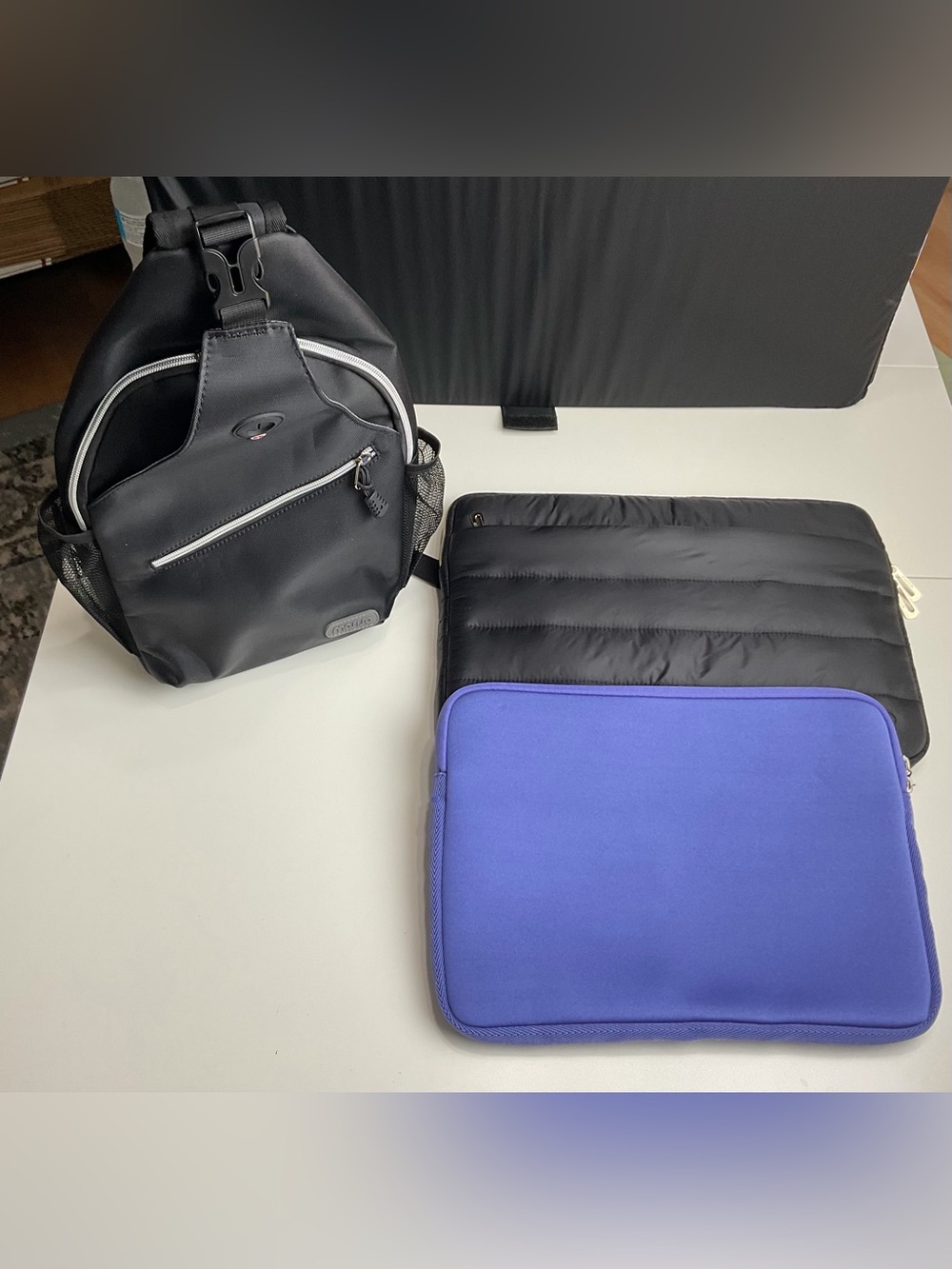 Mosiso Bundle-Sling Crossbody Bag, Puffy  Laptop Sleeve, Purple Tablet Sleeve